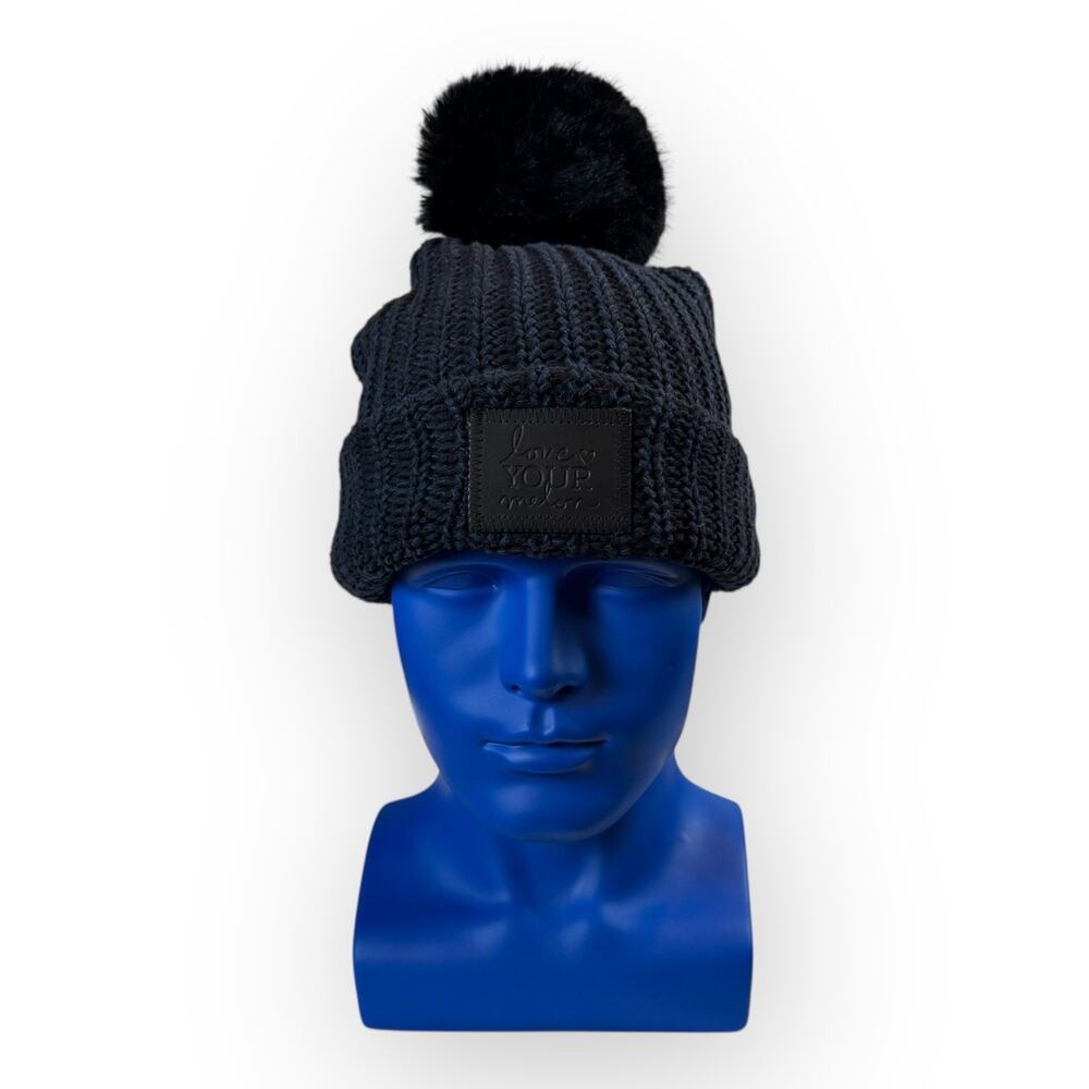 Love Your Melon Navy Pom Beanie Hat